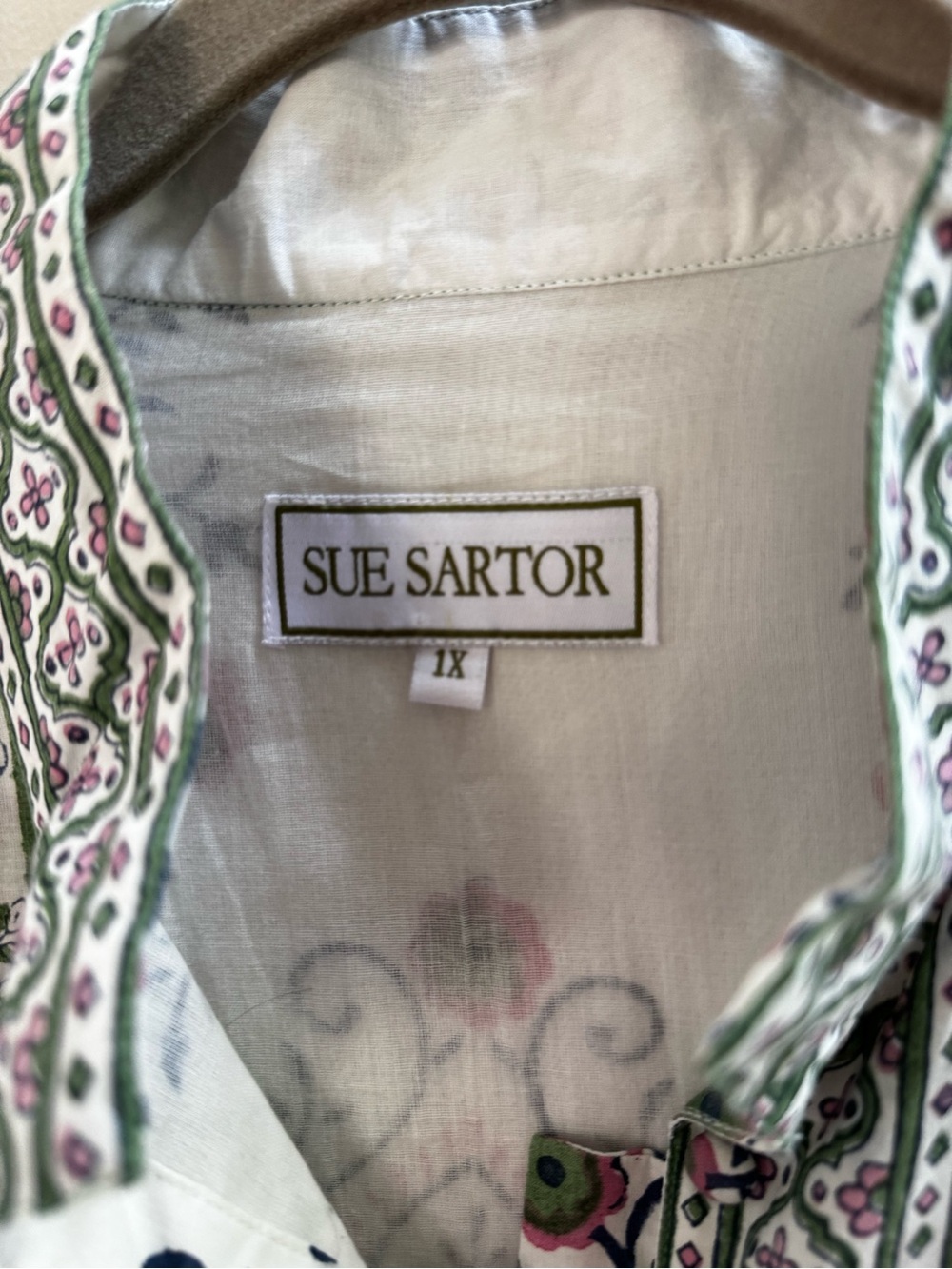 NWOT Anthropologie Sue Sartor Bangalore Tunic Top 1X White Floral Anthro Boho - Picture 11 of 15